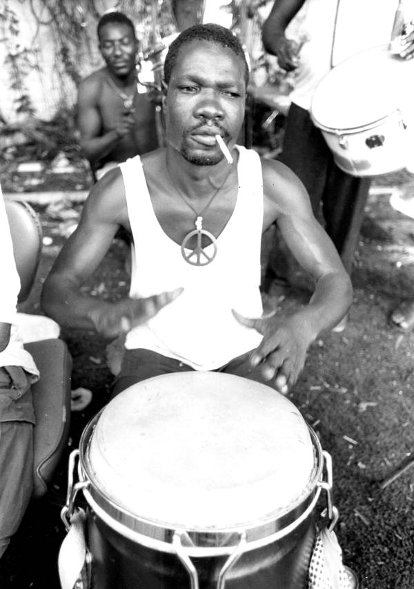 Drummer for Haitian Rara band Konbo
