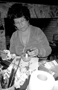 Lubow Dochwat Gurley making Ukrainian pysanky eggs - White Springs, Florida