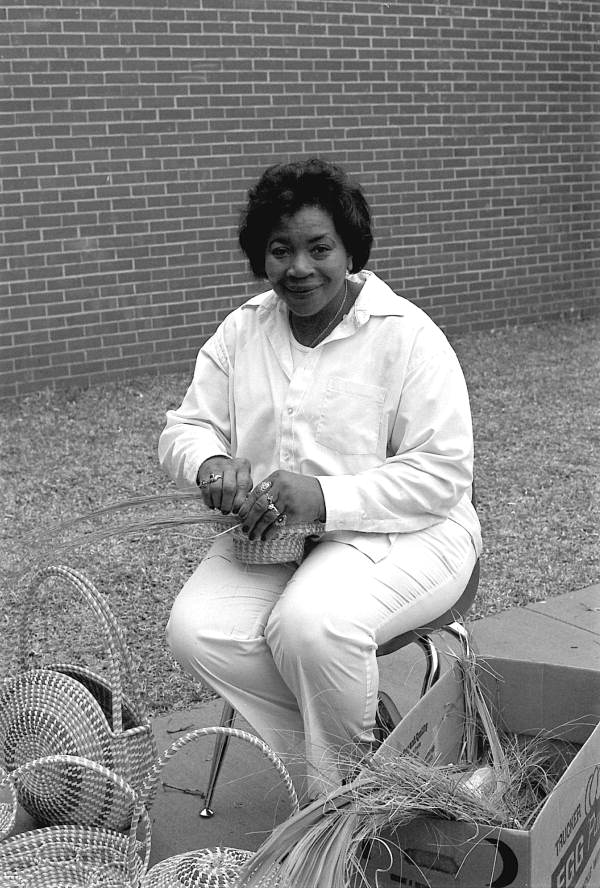 Margaret Garrison makes sweetgrass baskets