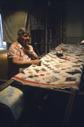 Alma Bailey McMullen quilting during Rural Folklife Days demonstrations - White Springs, Florida