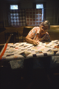 Alma Bailey McMullen quilting during Rural Folklife Days demonstrations - White Springs, Florida