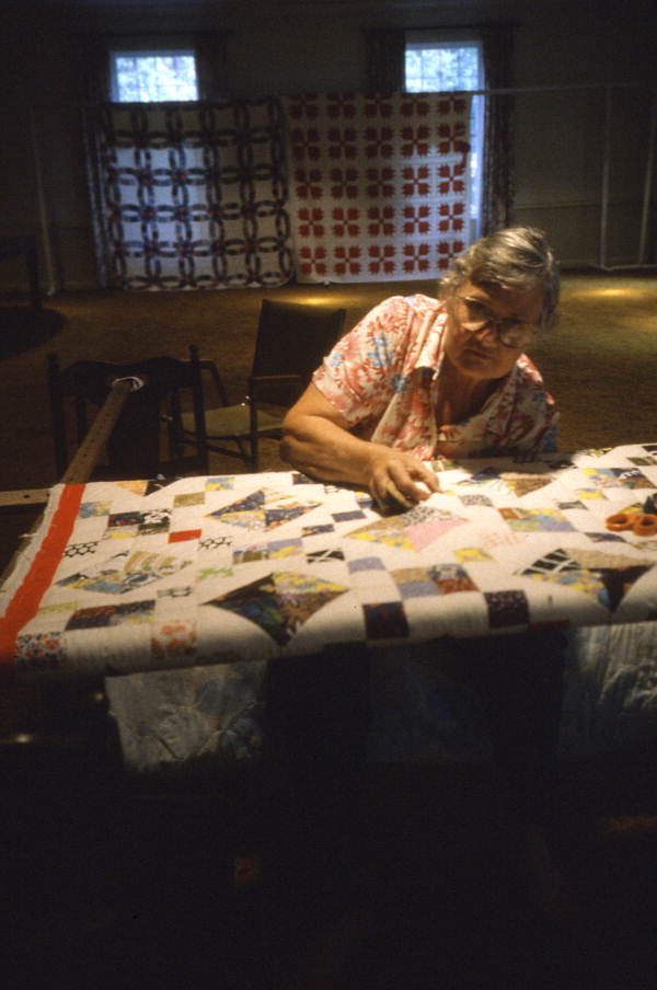 Alma Bailey McMullen quilting during Rural Folklife Days demonstrations - White Springs, Florida