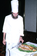 Baruch Kramer preparing salmon for bar mitzvah - North Miami Beach, Florida.