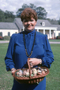 Sophia Moskaluk with her hand-painted Ukrainian Easter eggs - White Springs, Florida