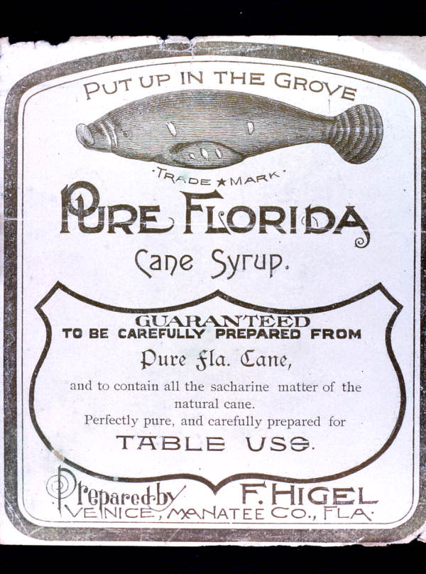 F. Higel's sugarcane syrup label.