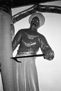 Close up of a carving on a circus wagon - Sarasota, Florida.