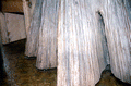Close up view of the base of the cypress table.