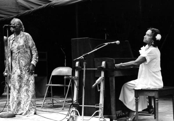 Mary McClain (L) and Ida Goodson performing at the 1982 Florida Folk Festival - White Springs, Florida.