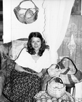 Basketmaker Clara Harris with some of her baskets - White Springs, Florida