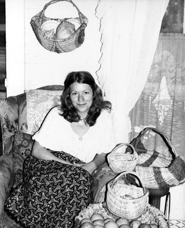 Basketmaker Clara Harris with some of her baskets - White Springs, Florida