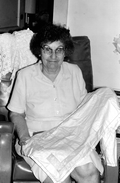 Theresa Griffin with her Spanish drawnwork : Saint Augustine, Florida