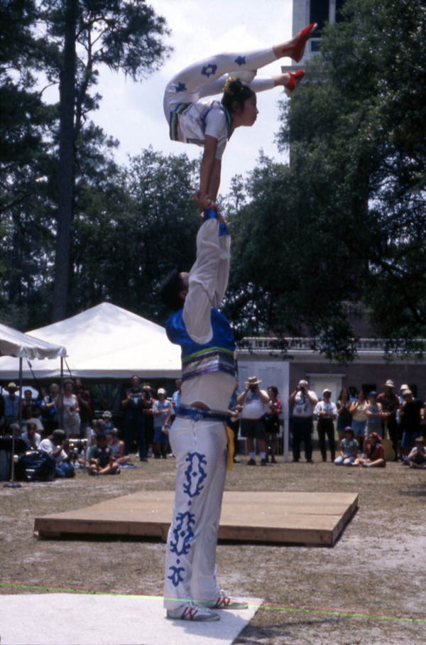 Acrobats from Splendid China performing at the Florida Folk Festival (1999).