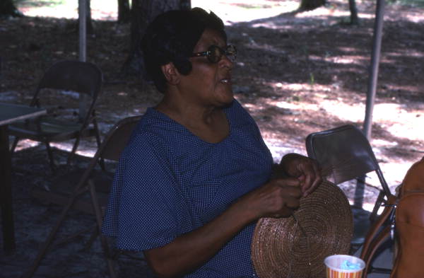 Basket maker Ella Mae Huffman at the 1977 Florida Folk Festival - White Springs, Florida