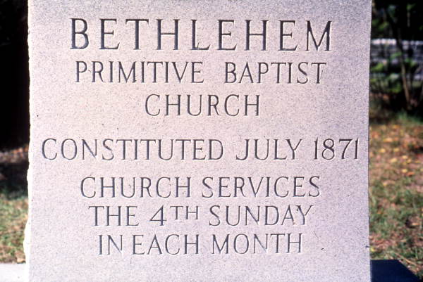 Incised stone slab of the Bethlehem Primitive Baptist Church: Old Chicora, Florida (not after 1978)