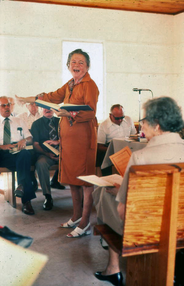 Woman leading Sacred Harp singing at the Bethlehem Primitive Baptist Church - Old Chicora, Florida