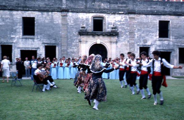 Minorcan dance group performing at Castillo de San Marcos ceremony - Saint Augustine, Florida