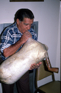 Nikitas Tsimouris playing a tsambouna - Tarpon Springs, Florida.