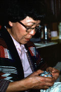 Kazuko Law making temari- Gulf Breeze, Florida