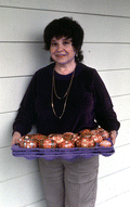 Lu Gurley holding Ukrainian Easter eggs she decorated - White Springs, Florida