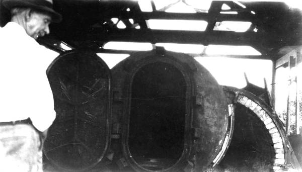 C.W. Sinclair's wood tar and pine oil retort, showing fire box