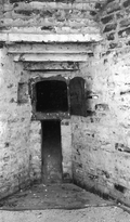 Close-up of door and ash pit