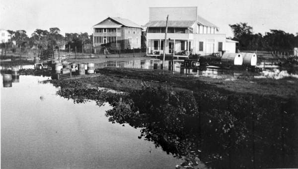 Hillsboro Canal settlement near Chosen, Florida during a period of high rainfall (1922).