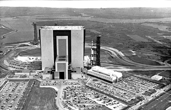 Apollo vehicle exiting the vehicle assembly building - Cape Canaveral, Florida.