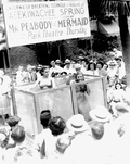 'Mermaids' in fishtank to promote film - Tampa, Florida.