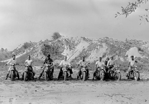 African American motorcycle troops for civil defense.