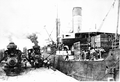 Apalachicola Northern Railroad locomotives at dock - Port Saint Joe, Florida.