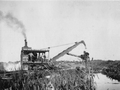 American Railroad Ditcher at work during the building of the Moore Haven and Clewiston Railway