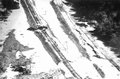 Aerial view of Seaboard Air Line Railroad and flood damage.