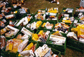 Close-up view showing food aid for victims of Hurricane Andrew in Dade County, Florida.