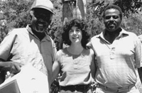 Street singer Tom Walton with apprentice James Watson and folklorist Riki Saltzman : Saint Petersburg, Florida, 1989.