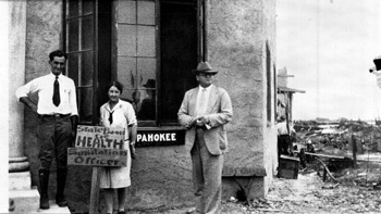 Miss Julia Graves at the State Board of Health headquarters: Pahokee, Florida