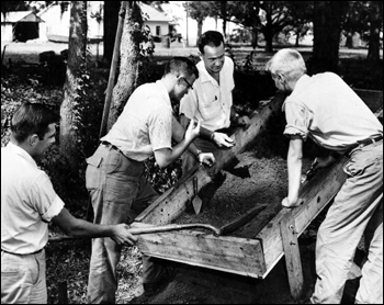 Florida State University professor and students at a dig (1956)