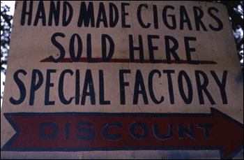 Sign to Rafael Martinez's cigar factory Ramar Cigars: Miami, Florida (not after 1980)