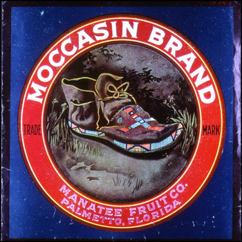 Manatee Fruit Company's Moccasin Brand citrus label: Palmetto, Florida (1986)