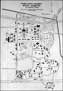 Florida State University map of west campus (1949)