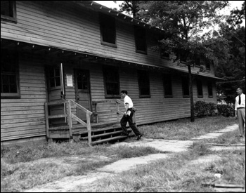 John H. Patterson (at left) getting back to his dorm at FSCW: Tallahassee, Florida (1946)