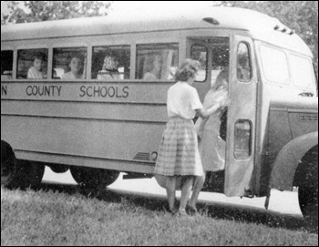 FSCW students getting on school bus: Tallahassee, Florida (1946 or 1947)