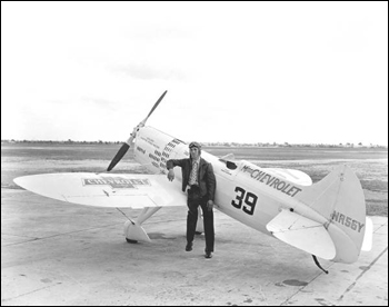 Harold Neumann with Miss Chevrolet in Miami, Florida (1936)