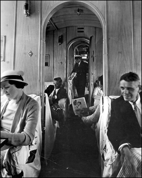 Interior view of Sikorsky S-40 plane with passengers: Miami, Florida (1931)