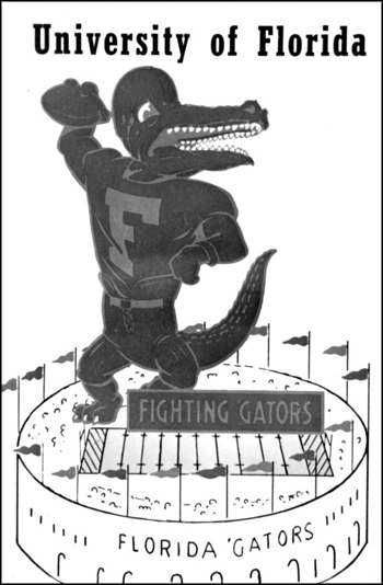 "Fighting Gators," logo of the University of Florida: Gainesville, Florida (ca. 1960s – 70s)