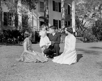 Gov. and Mrs. Collins on the front porch at The Grove (1961)