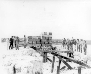 Soldiers assisting with the disposition of bodies of victims of the 1935 hurricane: Snake Creek, Florida