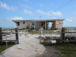 Home damaged by Hurricane Dennis: Alligator Point, Florida (July 9, 2005)