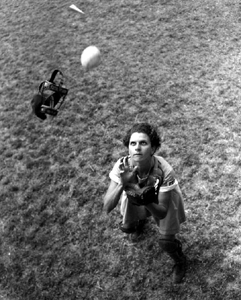 Mary Rountree playing baseball in the All American Girls Professional Baseball League: Opalocka, Florida (1948)