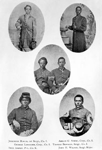 Portraits of six soldiers of the 54th Regiment, Massachusetts Volunteers