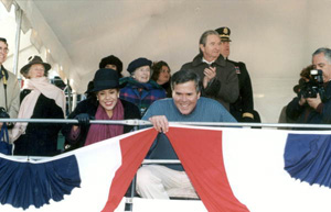 Governor Jeb Bush and wife, Columba, during inauguration parade (1999)